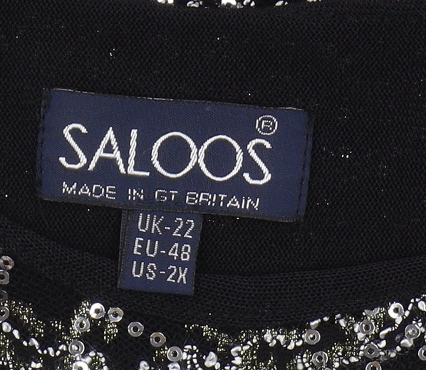 Saloos Women's Black Sequin Blouse - Plus Size 22