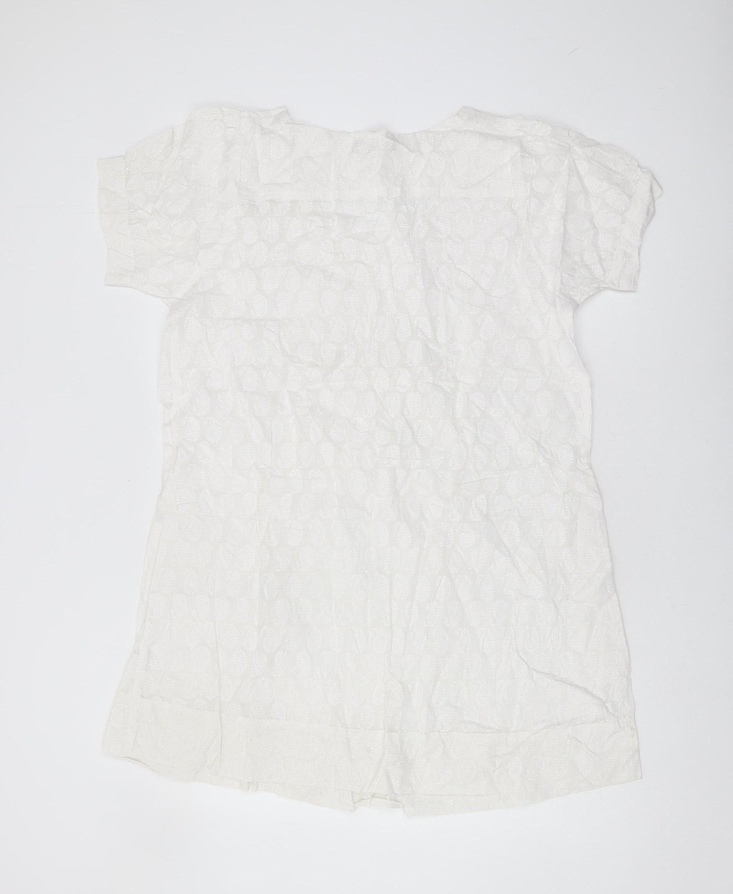 Aruna Devi Women's White Cotton Short Sleeve Top