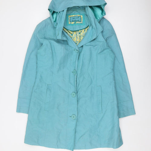 Marks and Spencer Women's Blue Hooded Coat Size 12