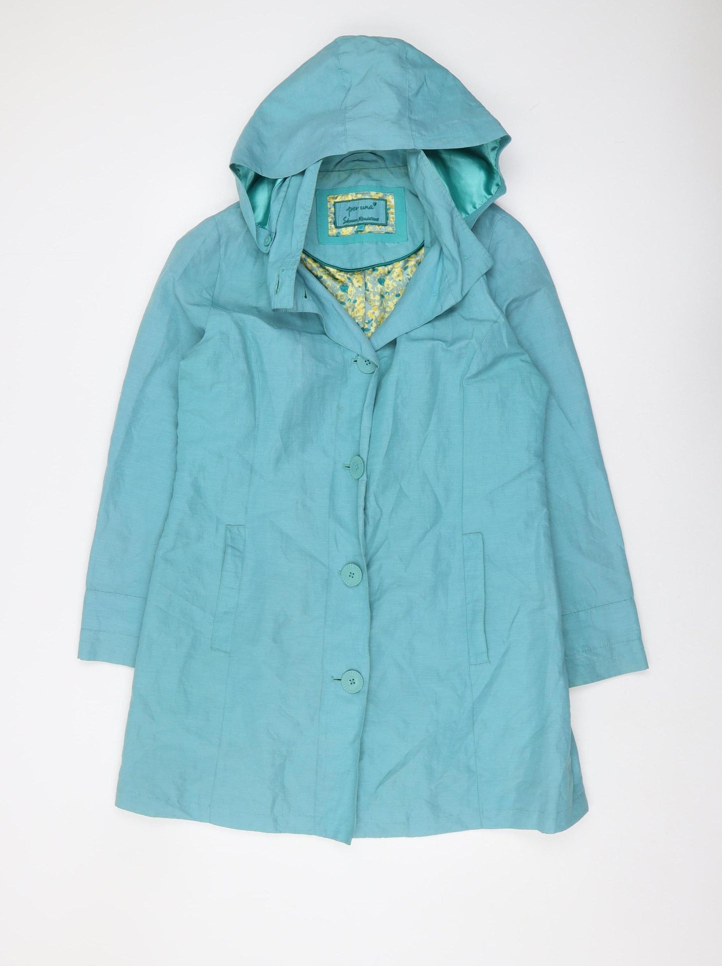 Marks and Spencer Women's Blue Hooded Coat Size 12