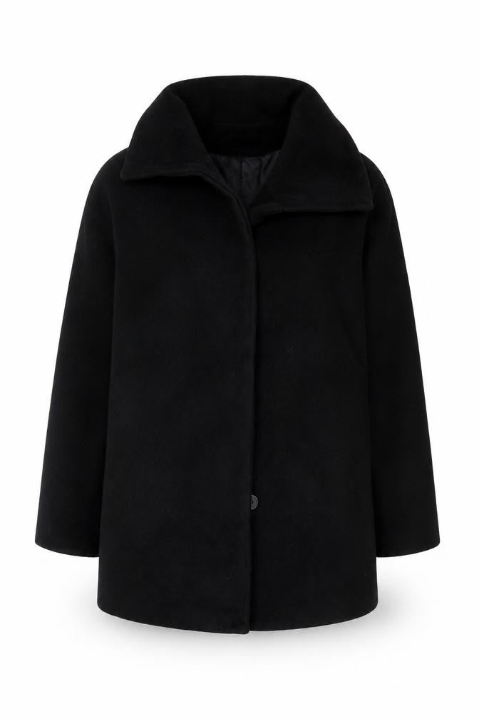 Front view of Jaschia Women's Black Wool Overcoat XL
