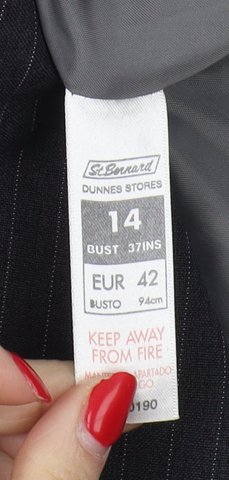 Dunnes Stores Women's Black Pinstripe Suit Jacket Size 14
