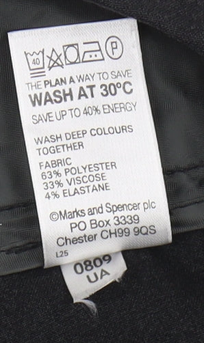 Marks and Spencer Women's Black Straight Trousers UK 16