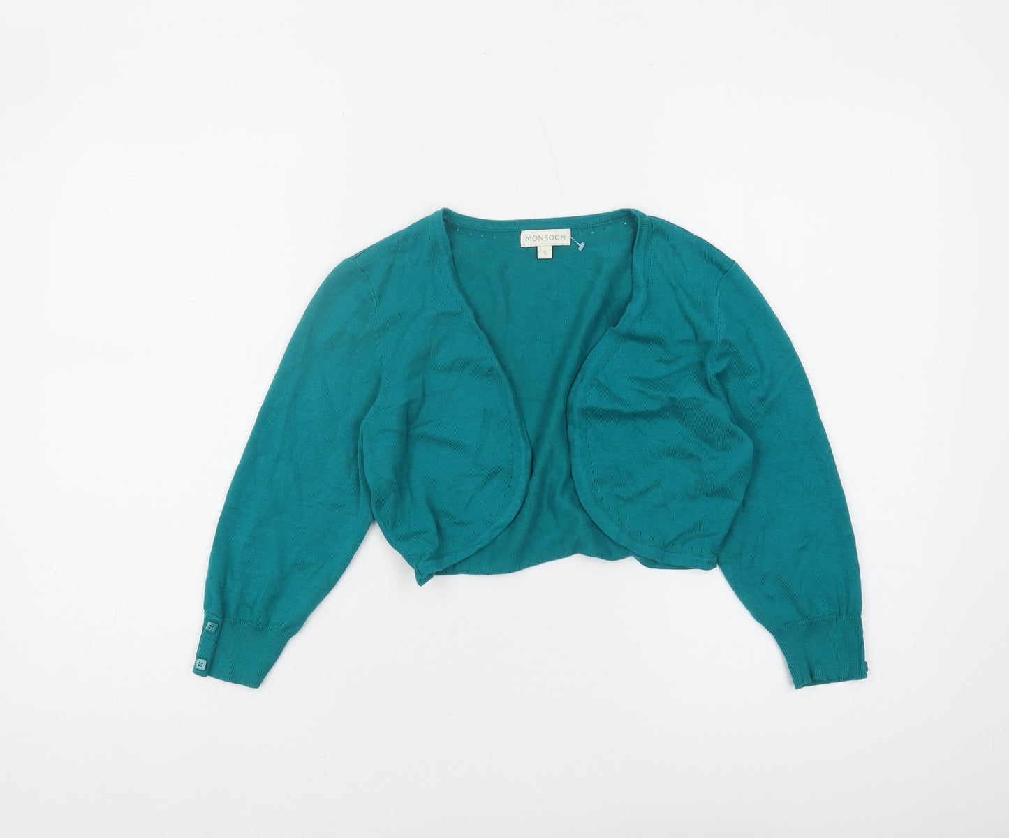Monsoon Women's Green Shrug Jumper - Small, Casual, Button Accent