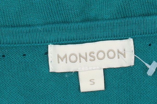 Monsoon Women's Green Shrug Jumper - Small, Casual, Button Accent