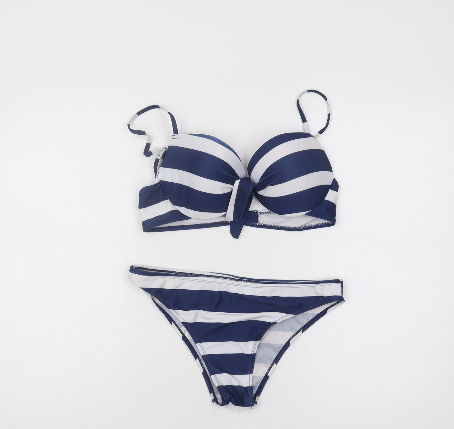 SoulCal & Co Women's Blue Striped Bikini, Size 14
