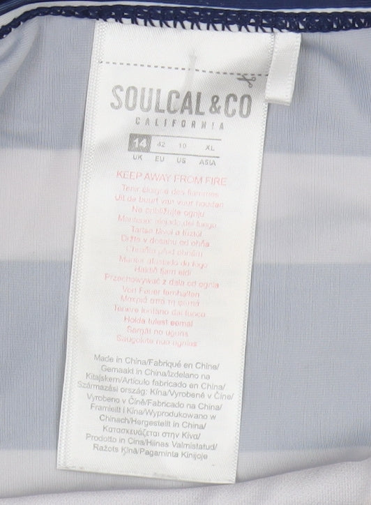 SoulCal & Co Women's Blue Striped Bikini, Size 14