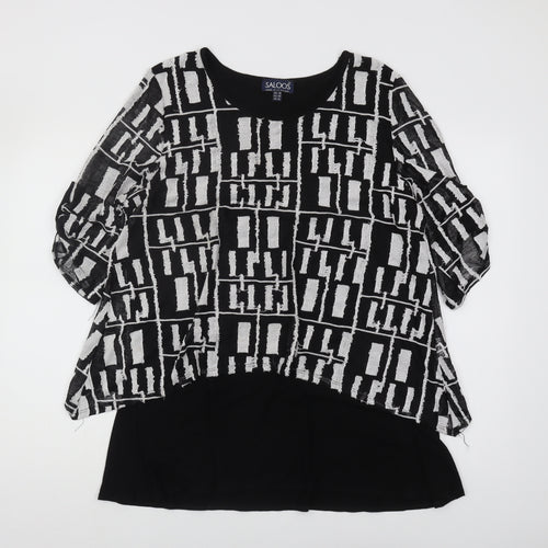 Saloos Women's Black Geometric Top, Size 18