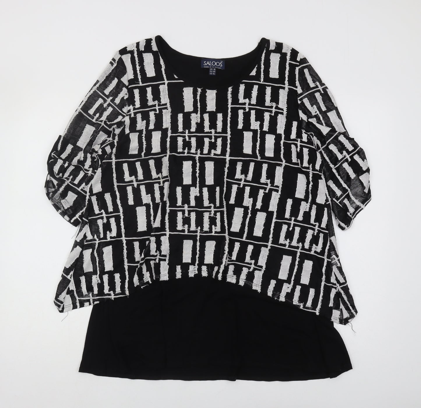 Saloos Women's Black Geometric Top, Size 18