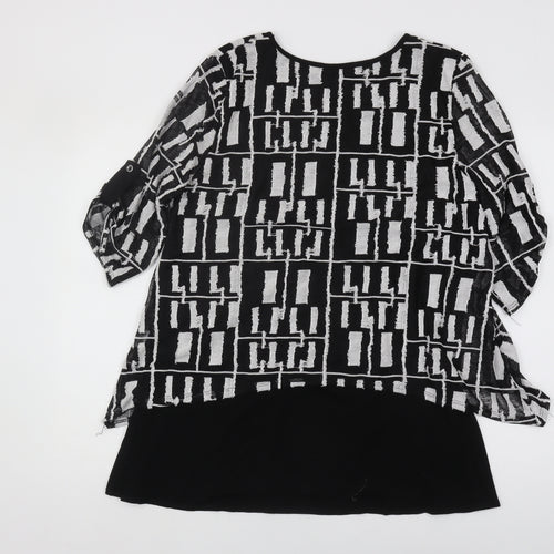 Saloos Women's Black Geometric Top, Size 18