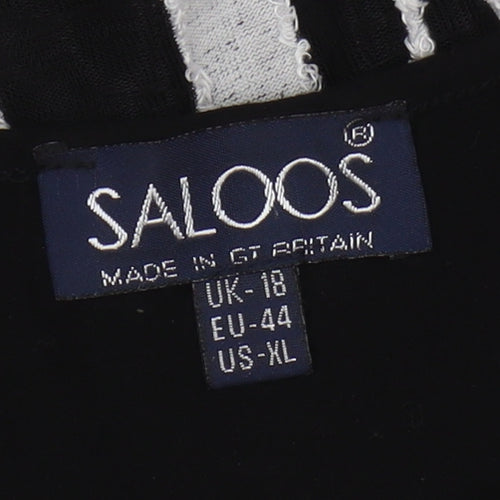 Saloos Women's Black Geometric Top, Size 18