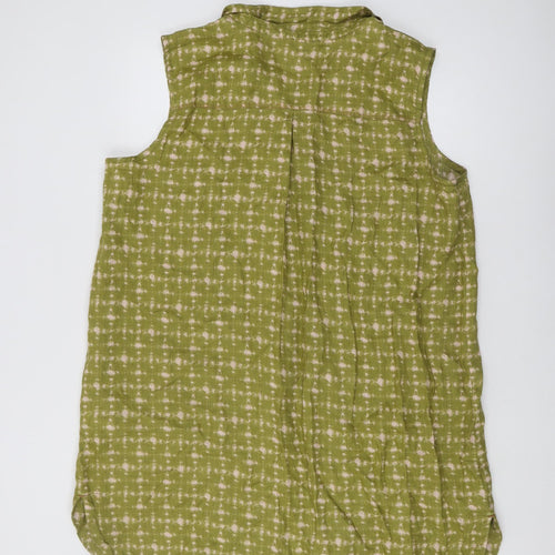 White Stuff Women's Green Linen Blouse UK 22 Collared