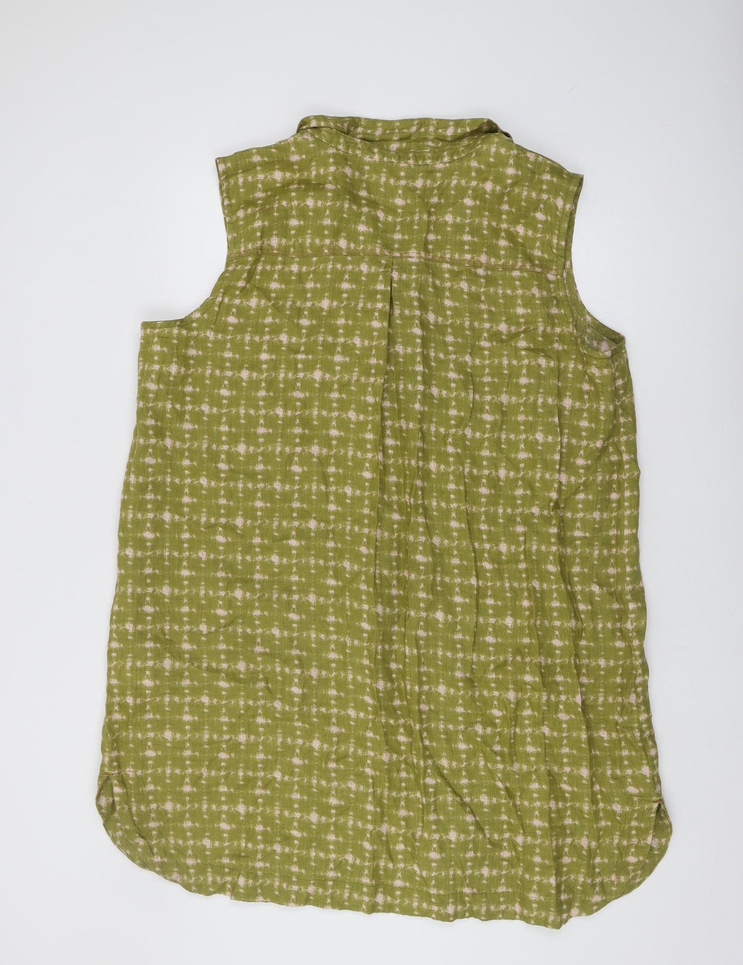 White Stuff Women's Green Linen Blouse UK 22 Collared