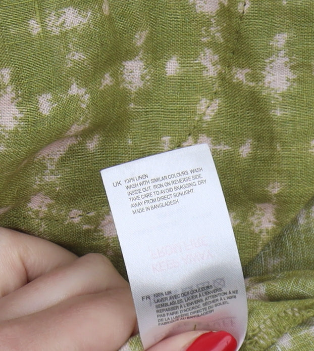 White Stuff Women's Green Linen Blouse UK 22 Collared