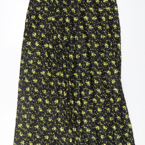 Topshop Women's Black Floral Wide-Leg Trousers S