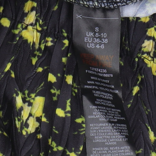 Topshop Women's Black Floral Wide-Leg Trousers S