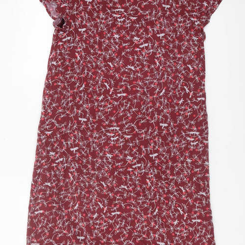 White Stuff Women's Red Dragonflies V-Neck Dress UK 12