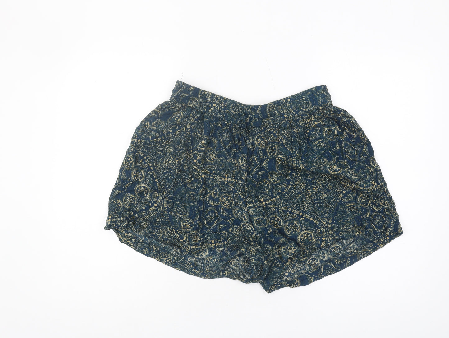 Fat Face Women's Blue Floral Viscose Shorts Size 12