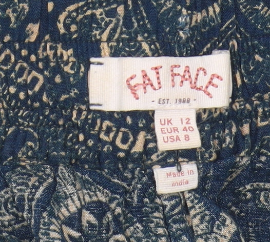 Fat Face Women's Blue Floral Viscose Shorts Size 12