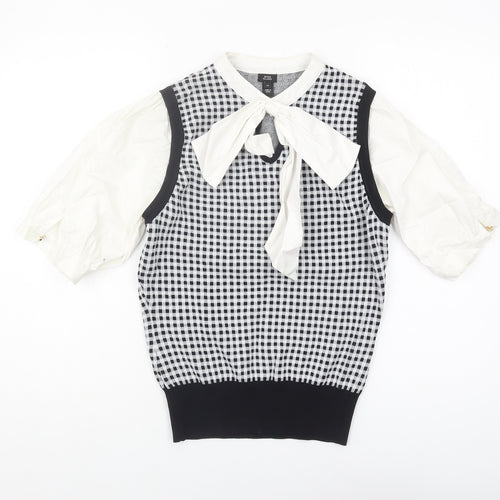 River Island Women's Black & White Check Blouse