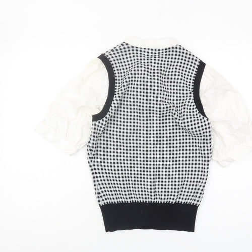 River Island Women's Black & White Check Blouse