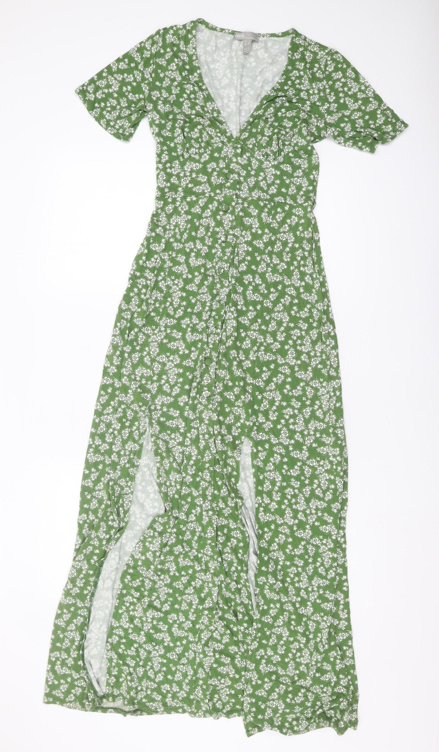 ASOS Women's Green Floral Maxi Dress Size 8