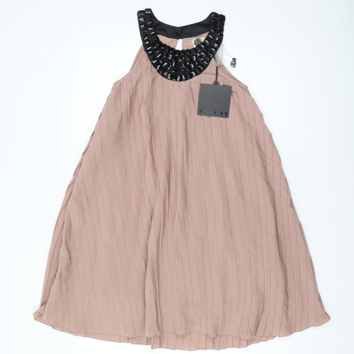 ICHI Women's Beige Sleeveless Dress, XS Size