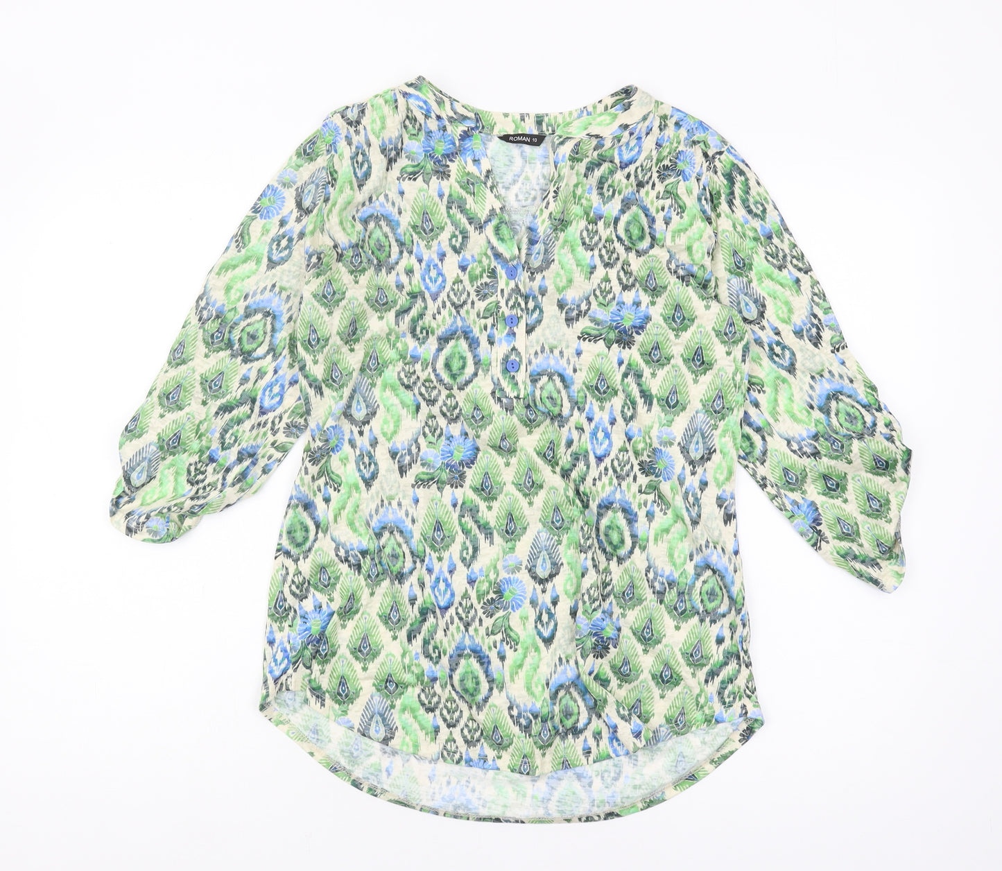 Roman Women's Multicoloured Blouse, Size 10, Casual V-Neck
