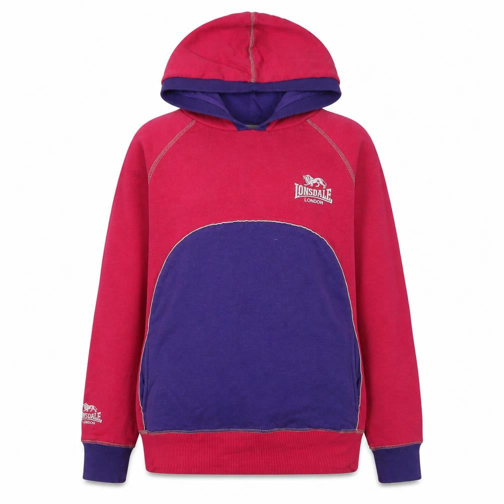 Front view of Lonsdale unisex multicoloured pullover hoodie, size 12