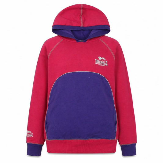 Front view of Lonsdale unisex multicoloured pullover hoodie, size 12