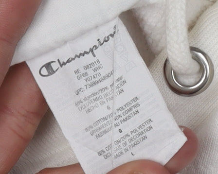 Champion Men's White Pullover Hoodie, Logo Accent