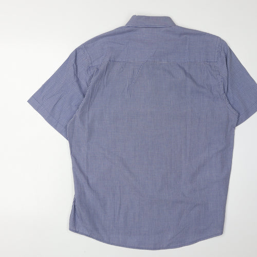 Pierre Cardin Men's Blue Checkered Shirt L