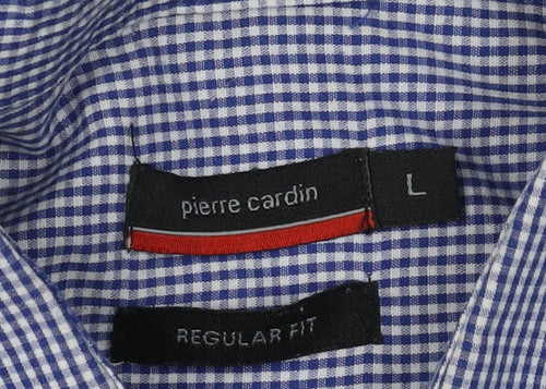 Pierre Cardin Men's Blue Checkered Shirt L