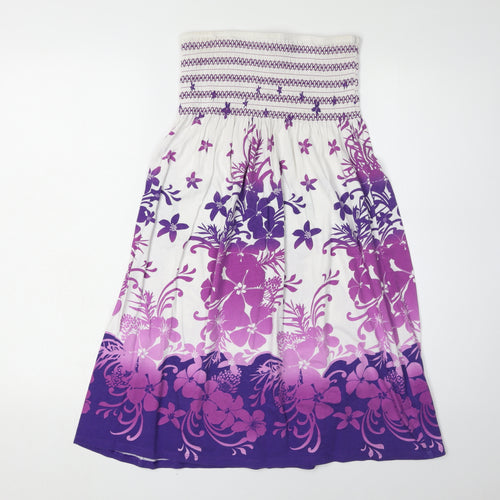 Debenhams Women's Purple Floral Strapless Dress Size 12
