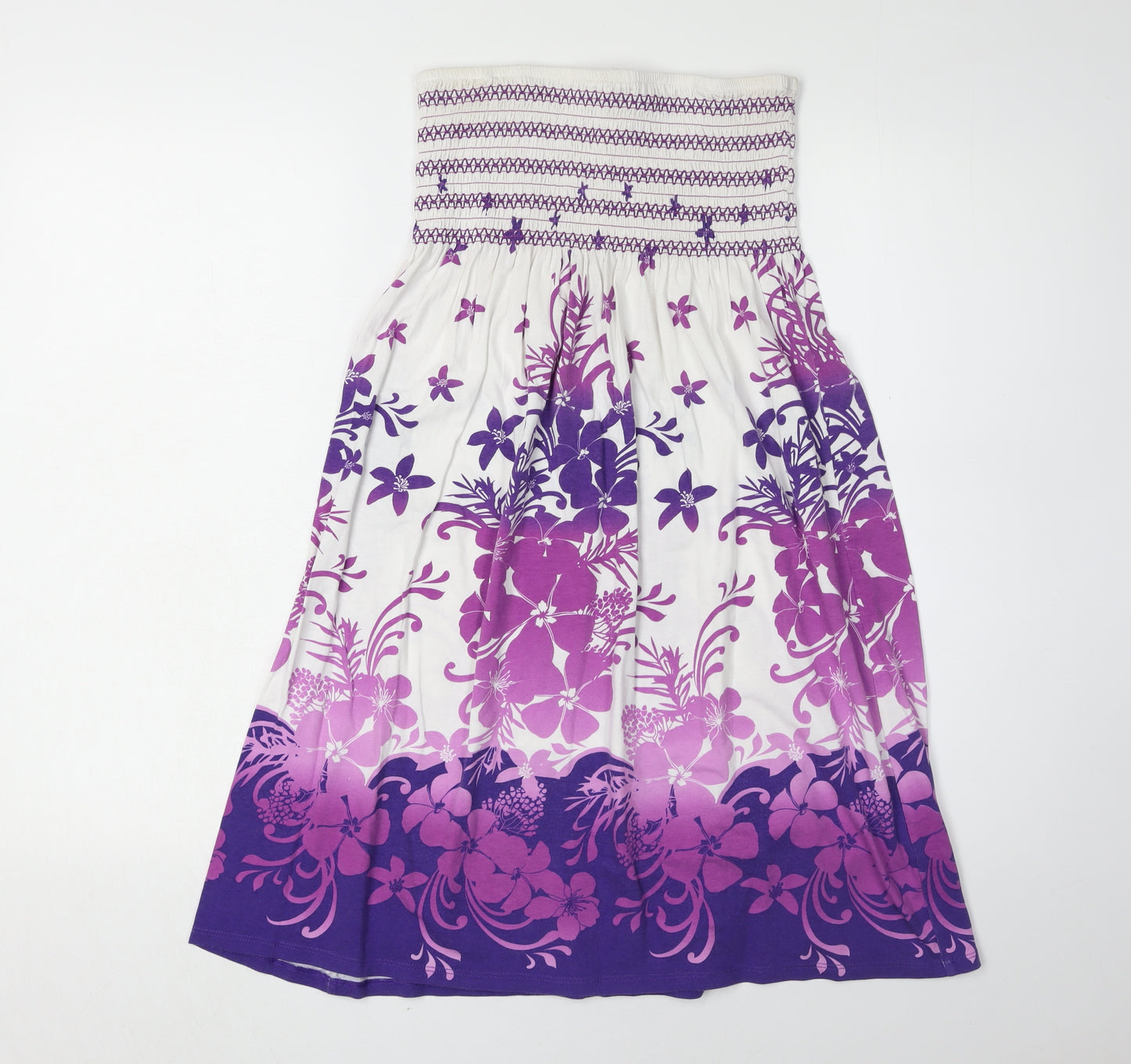 Debenhams Women's Purple Floral Strapless Dress Size 12