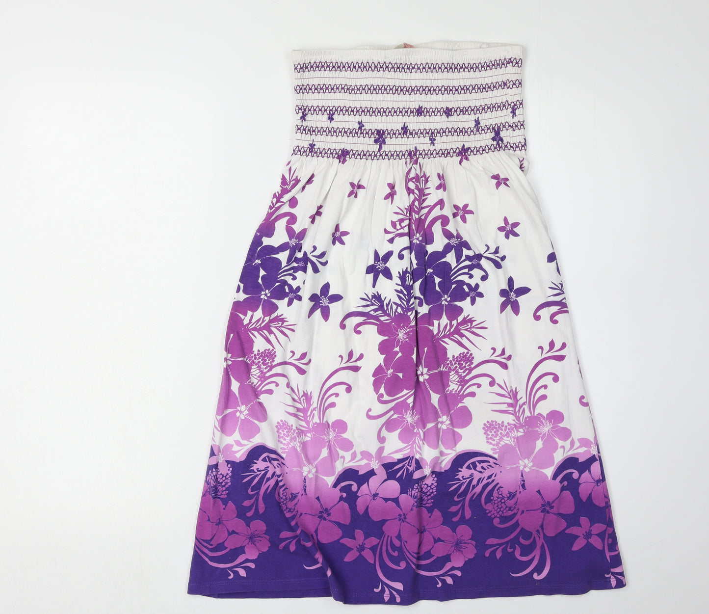 Debenhams Women's Purple Floral Strapless Dress Size 12
