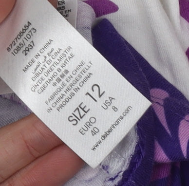 Debenhams Women's Purple Floral Strapless Dress Size 12