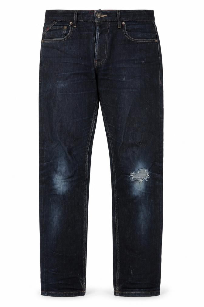 Front view of White Stuff Men's Blue 32R Straight Distressed Jeans