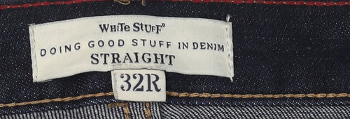 White Stuff Men's Blue 32R Straight Distressed Jeans