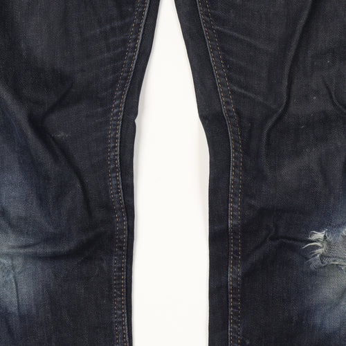 White Stuff Men's Blue 32R Straight Distressed Jeans