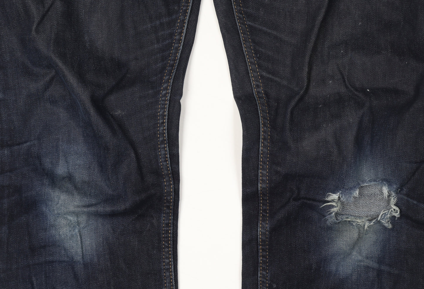 White Stuff Men's Blue 32R Straight Distressed Jeans