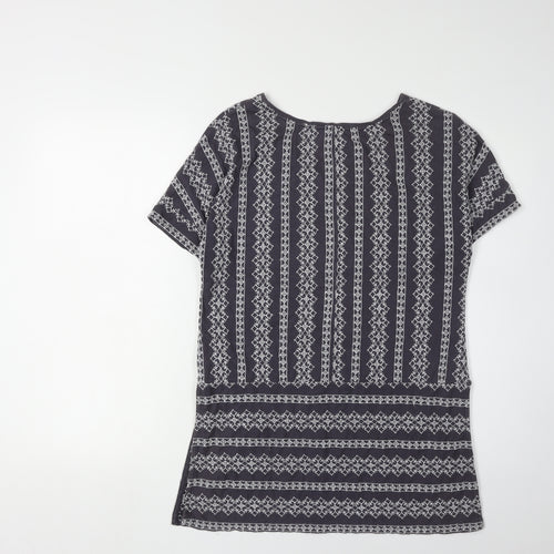 White Stuff Women's Blue Geometric Cotton T-Shirt