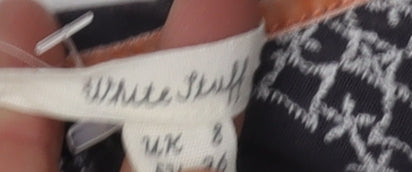 White Stuff Women's Blue Geometric Cotton T-Shirt