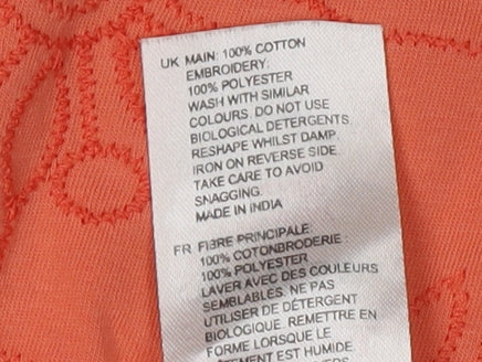 White Stuff Women's Orange Embroidered T-Shirt Size 10