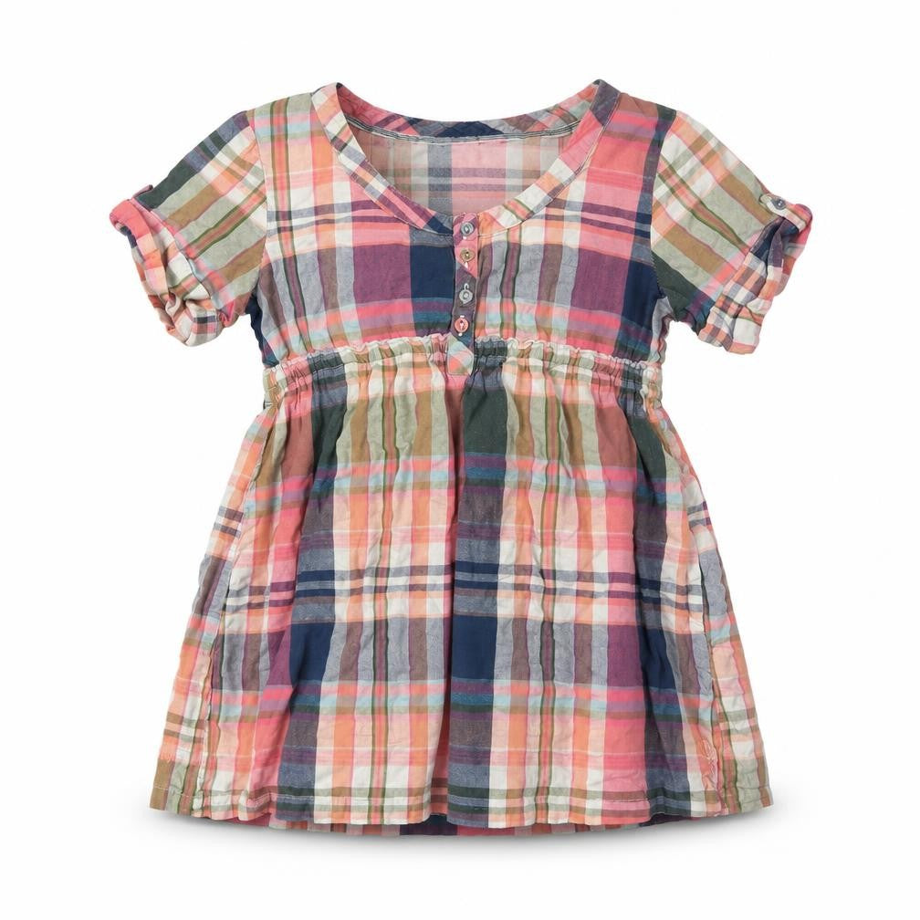 Front view of FatFace girls’ multicoloured plaid blouse, 11-12 years