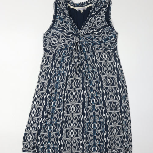 Fat Face Women's Blue Geometric Viscose Dress 16
