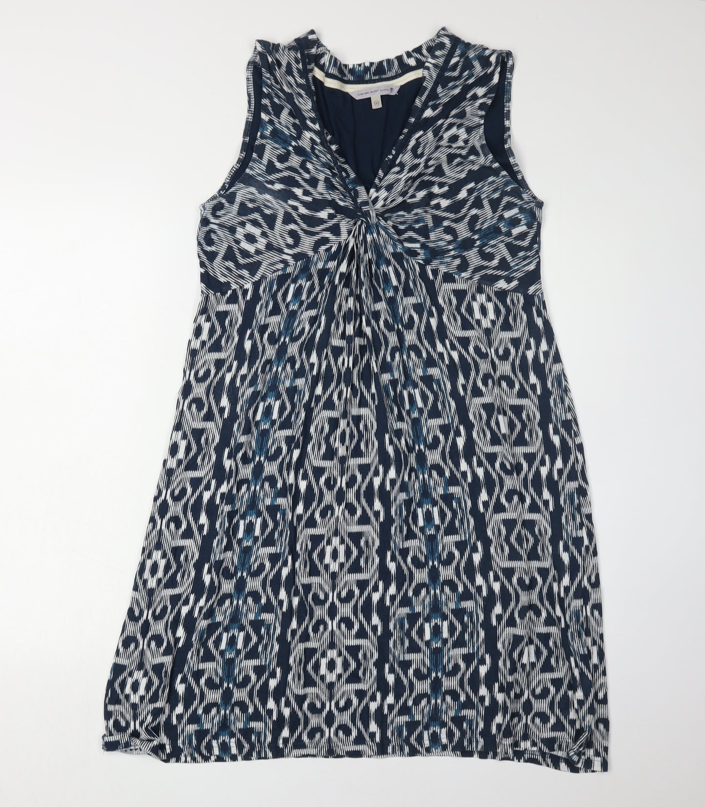 Fat Face Women's Blue Geometric Viscose Dress 16