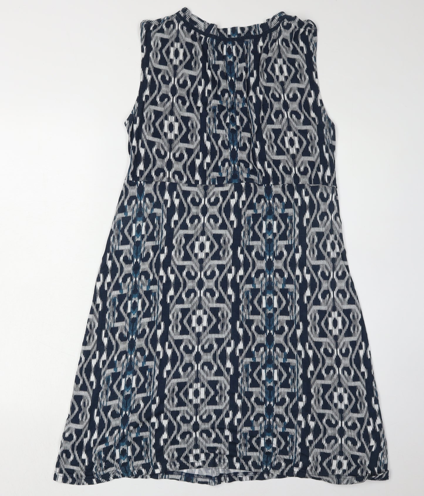 Fat Face Women's Blue Geometric Viscose Dress 16