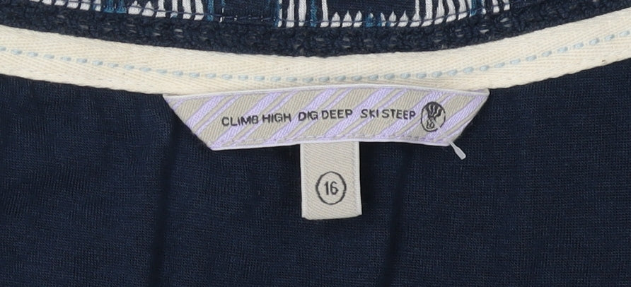 Fat Face Women's Blue Geometric Viscose Dress 16