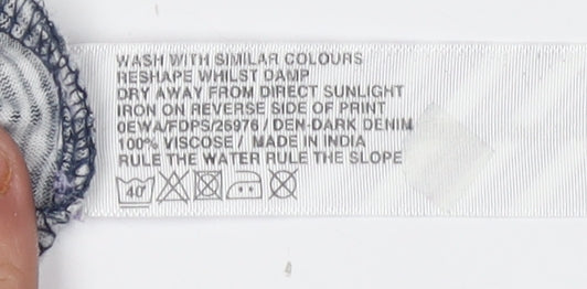 Fat Face Women's Blue Geometric Viscose Dress 16